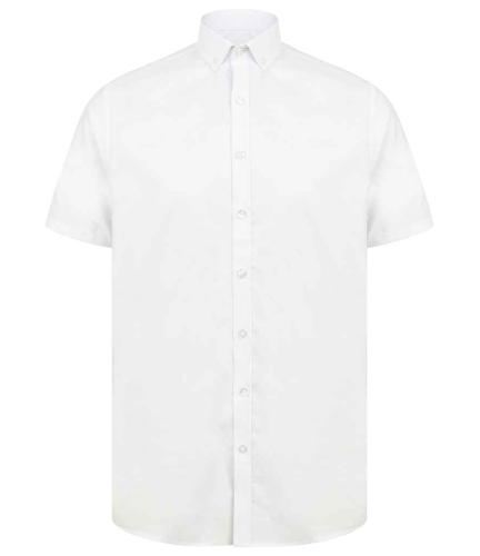 Henbury Modern Short Sleeve Slim Fit Oxford Shirt - WHI - XXL